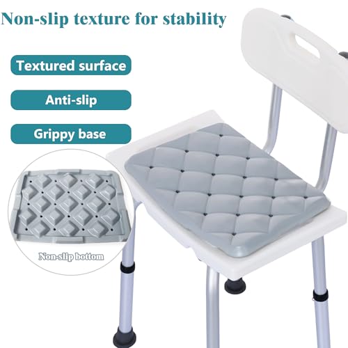 Waterproof Shower Cushion Seat Pad for Bath Bench, Chair, Bathtub, or Walk-in Tub, Non-Slip Foam Bath Seat with Drain Holes, Tailbone Relief Support Padded Bench Cushion for Seniors Inside Shower