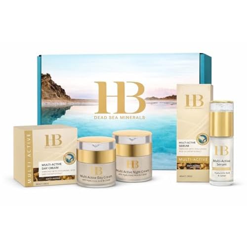 H&B HB Dead Sea Minerals Multi Active Day Face Cream with Hyaluronic Acid & Caviar, Hydrating Daily Moisturizer, 50ml / 1.76oz