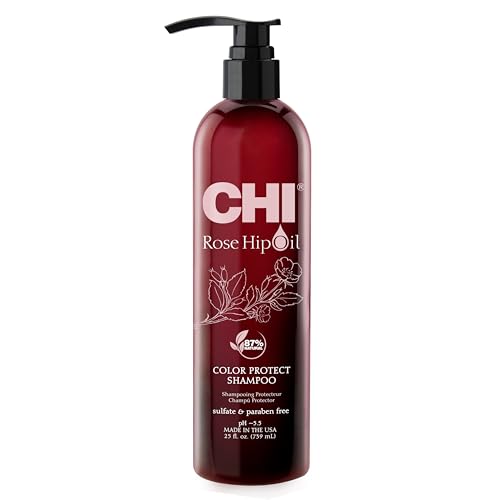 CHI Rosehip Oil Protecting Shampoo 25 Fl Oz - Sulfate & Paraben-Free, Gently Cleanses Color-Treated Hair (Pack of 1)