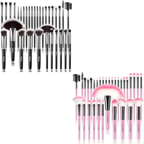 Save 20% on Makeup Brushes 32Pcs Black Makeup Brushes Set+ 32Pcs Pink Makeup Kit