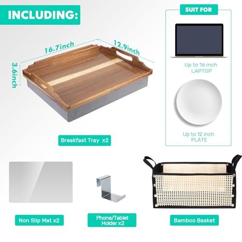 Acacia Wood Lap Desk with Cushion & Accessories - 17" x 13.2"