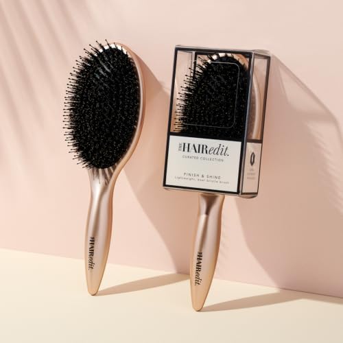 The Hair Edit Finish & Shine Boar Bristle Hair Brush - Gold, Regular