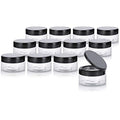 8 oz Clear PET Plastic Refillable Low Profile Jar with Flip Top Cap Lid (12 Pack)