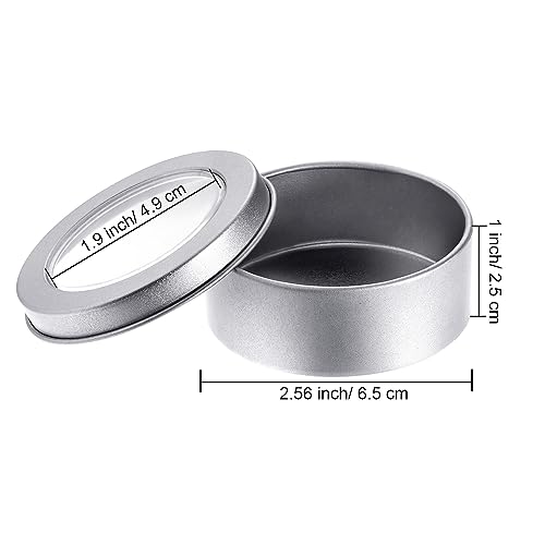 40 Pack 2oz Metal Tin Cans with Clear Lids for Candies, Candles & Crafts