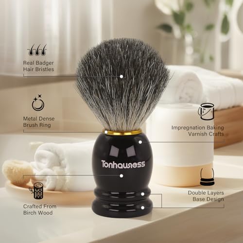 Badger Hair Shaving Brush Kit with Soap and Stand - 4-in-1 Men’s Grooming Set