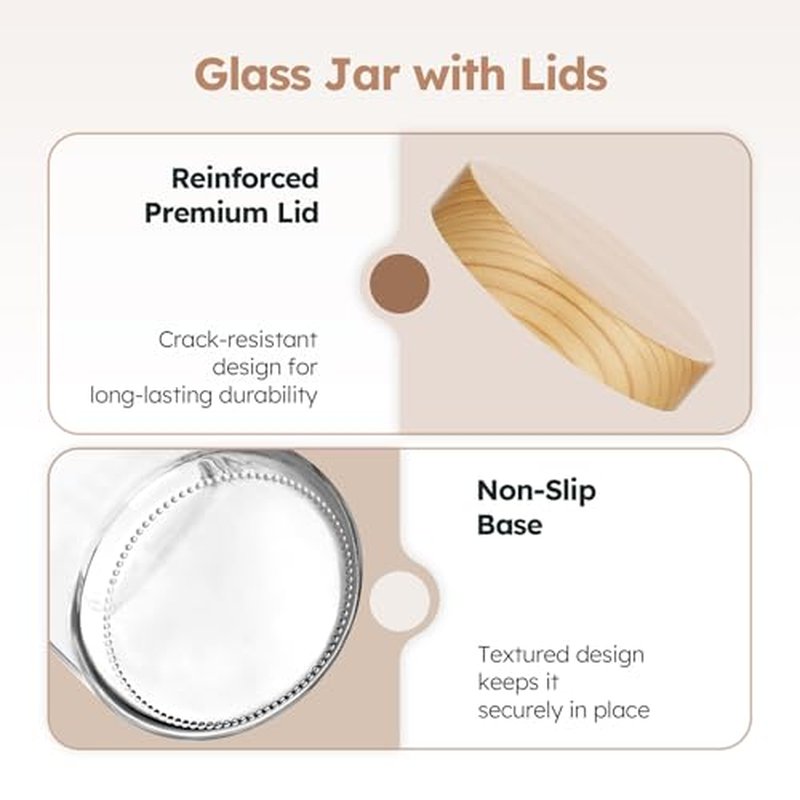 8 oz Glass Jars with Lids, 30 Pack Clear Small Glass Jars with Woodgrain Lids Leakproof Round Airtight Empty Cosmetic Travel Containers for Lotions Powders and Candle Making
