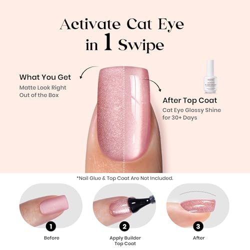 Galaxy Cat Eye Nails Short Square Press On Nails - 7 Colors, 224 Pcs, Variation 1