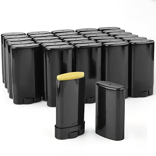 Furnido 15ml Travel Deodorant Containers,Top-Fill,Empty Plastic Oval Lip Balm Tubes for Chapstick,Lip Balm,Lotion Bar Sticks,Salve,Homemade Solid Lotion,Sample Size Deodorant-30 Pack,Black
