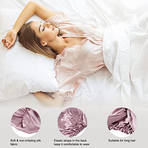 SOBONNY One Size Pink Mulberry Silk Sleep Cap for Women Hair Care Night Hat