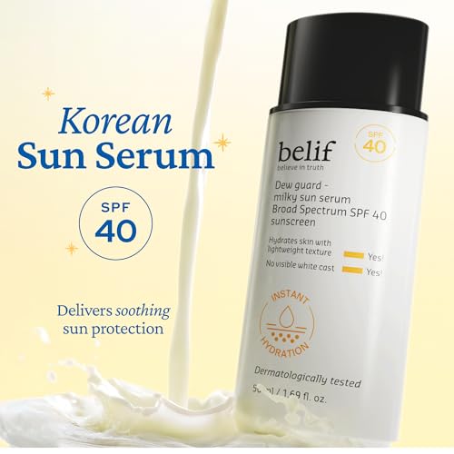 belif Milky Niacinamide Sunscreen SPF 40 - Lightweight Invisible Face Serum with Hyaluronic Acid & Cica - Milky Sun Variation
