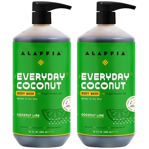 Alaffia Coconut Lime Body Wash 2-Pack - 32 Fl Oz Each, Moisturizing Shower Gel with Shea Butter