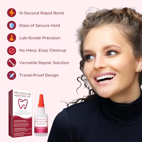 Dental Lab Instant Bonding Glue for Dentures & Dental Tools - Fast-Setting 15-60 Sec