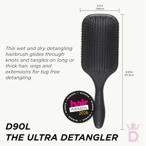 Denman D90L Tangle Tamer Ultra Detangling Hair Brush - Black, 1 Pack