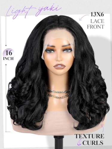 13x6 HD Lace Front Synthetic Wig with Natural Yaki Texture & Bouncy Curls