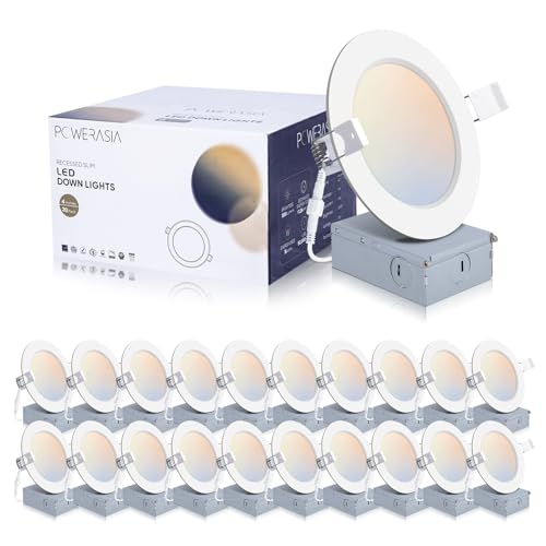 20 Pack 4 Inch LED Recessed Lighting Canless Wafer - Dimmable 5CCT White