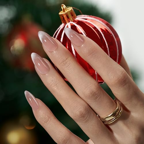 French Cat Eye Medium Almond Press On Nails - 150Pcs, Variation of French Cat Eye - Medium Almond
