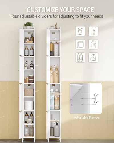 Hzuaneri 70.9" H Bathroom Storage Cabinet, Tall Corner Cabinet with 4 Doors