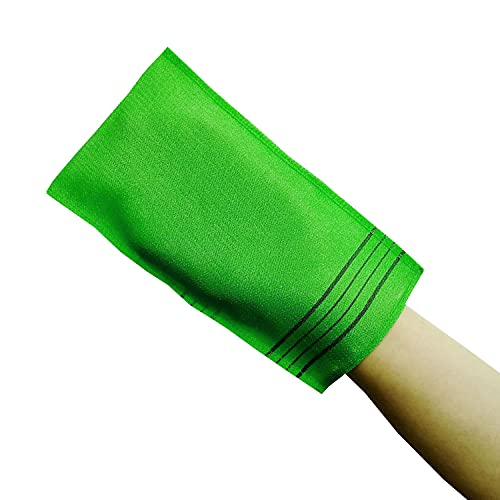 Premium Large Size-10pcs Korean Exfoliating Body Scrubber, Asian Exfoliating Bath Washcloth, Rayon, Modern, Large Green 10