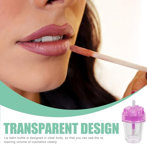 21 Pack Reusable Clear Ice Cube Lip Gloss Containers with Mini Brushes