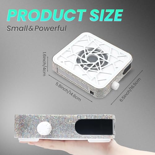 Mini Rechargeable Nail Dust Collector with White Finish - Powerful Suction & Portable Design