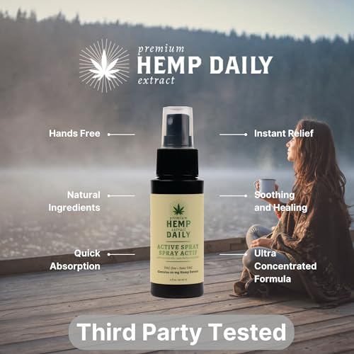 Hemp Daily Active Spray | Hemp Spray with Essential Oils | Vegan, Organic Ingredients, Calming | 2 Fluid Ounces, 2 Pack
