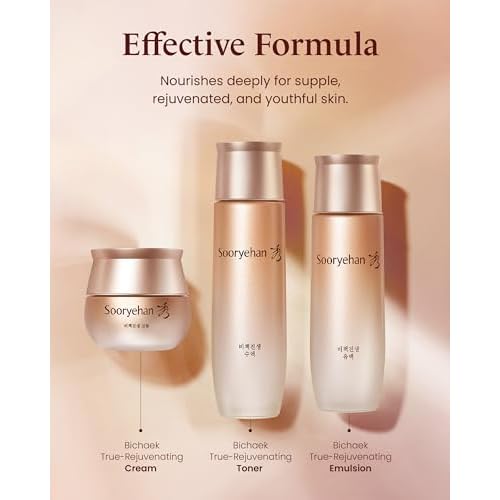 Sooryehan Bichaek True-Rejuvenating Skincare gift Set (206 ml/6.97 fl oz) - Radiant and Firm Skin, Skin Elasticity by LG Beauty. Korean Panax Ginseng, Korean Medicine Extracts