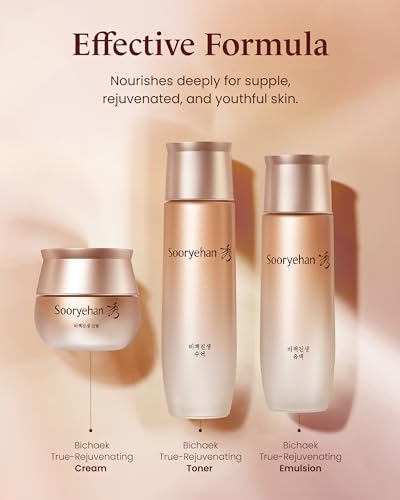 Korean Skincare Gift Set with Toner, Emulsion, Cream & Serum - Anti-Aging & Firming