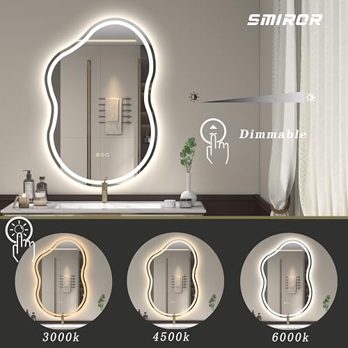 Irregular Cloud-Shaped LED Bathroom Vanity Mirror 20x32 Backlit & Front Light