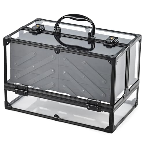 FRENESSA Portable Makeup Case with 6 Trays - Black Travel Organizer