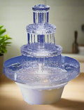 12.5-Inch Lighted Wedding Cake Water Fountain - Clear 3-Tier Decorative Centerpiece