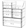 Acrylic Makeup Organizer with 8 Drawers - Stackable Vanity & Skincare Storage Set of 3