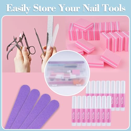 Plastic Storage Personal Box for Nail, 2 Pack Double-Layer Nail Implement Storage Box Organizer Case Manicure Tool Box for Nail Pedicure Supply Tools (C-clear-2pcs)