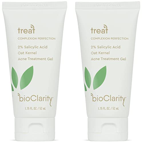 bioClarity Acne Treatment Gel | 2% Salicylic Acid + Moisturizing Oat Kernel | 100% Vegan, Clean Ingredients | 1.75 Fl Oz (Pack Of 2)