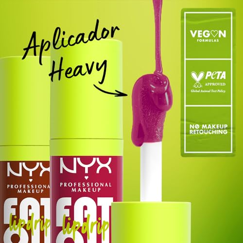 NYX PROFESSIONAL MAKEUP Fat Oil Lip Drip, Moisturizing, Shiny and Vegan Tinted Lip Gloss - That's Chic (Deep Berry) & The Brow Glue, Extreme Hold Eyebrow Gel - Clear