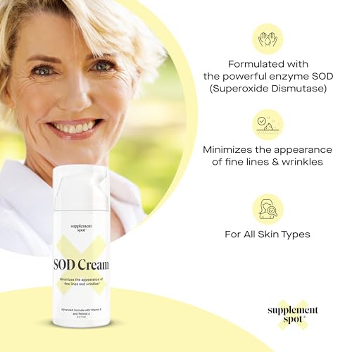 Superoxide Dismutase Anti-Aging Face Cream - 3.4 oz Moisturizer for Fine Lines & Wrinkles - All Skin Types, Paraben-Free, Youthful Glow