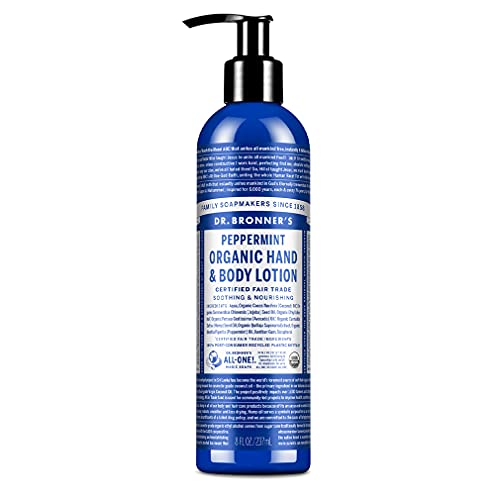 Dr. Bronner's Organic Lotion (Peppermint, 8 Ounce) ? Organic Moisturizer for Hands, Face & Body ? Vegan, Non-GMO