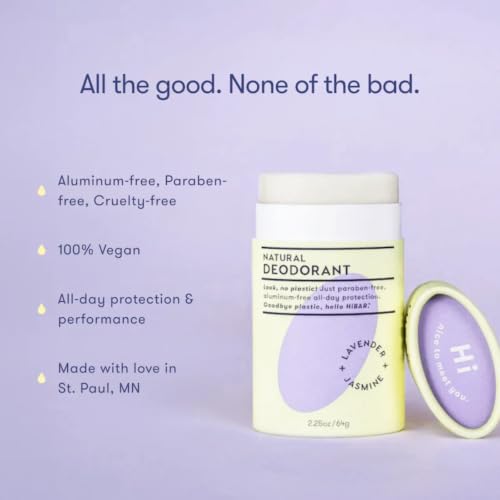 HiBAR Lavender & Jasmine Plastic-Free Deodorant 3 Pack 2.25oz - Aluminum-Free, Vegan & Recyclable