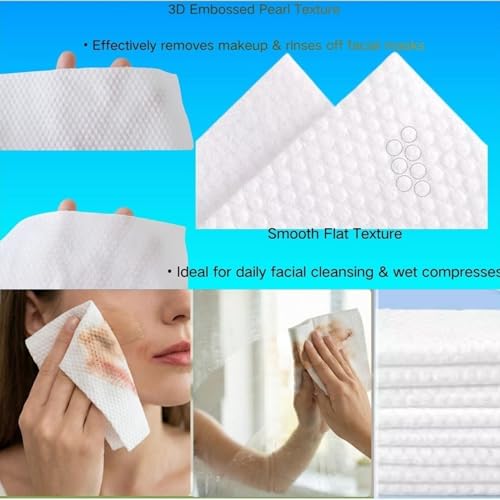 Disposable Face Towels 600 Count Dual-Texture Makeup Remover & Cleansing Wipes