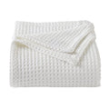 Full/Queen Cotton Waffle Weave Bed Blanket - White, Soft & Breathable