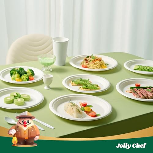 Eco-Friendly Heavy Duty 10 Inch Disposable Paper Plates - 500 Pack, White, Compostable