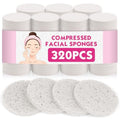 320-Count Compressed Facial Sponges, Natural Cellulose Face Sponge, Cosmetic Spa Sponges for Facial Cleansing, Pore Exfoliating, Makeup Removal,Skin Massage (White)