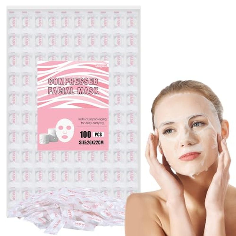 100PCS Compressed Cotton Facial Mask Sheets, Disposable DIY Mask Paper Beauty Tool for Skin Care, Cotton Masks for Home, Travel
