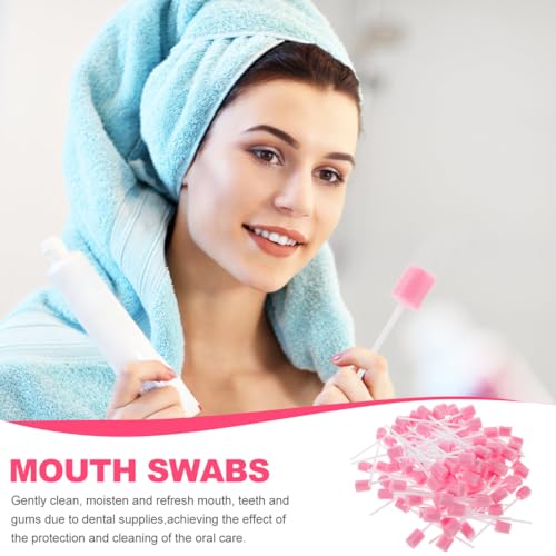 Healifty 200Pcs Pink Disposable Oral Swabs for Elderly & Baby Care