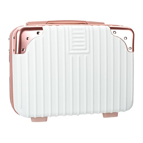 14-Inch Pink/White Hard Shell Cosmetic Organizer Travel Case for Women - Portable Makeup & Toiletry Bag