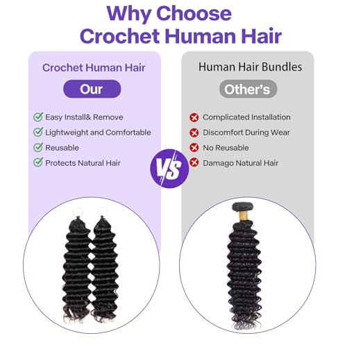 Human Crochet Hair 18 Inch Miracle Knots for Black Women - 1B