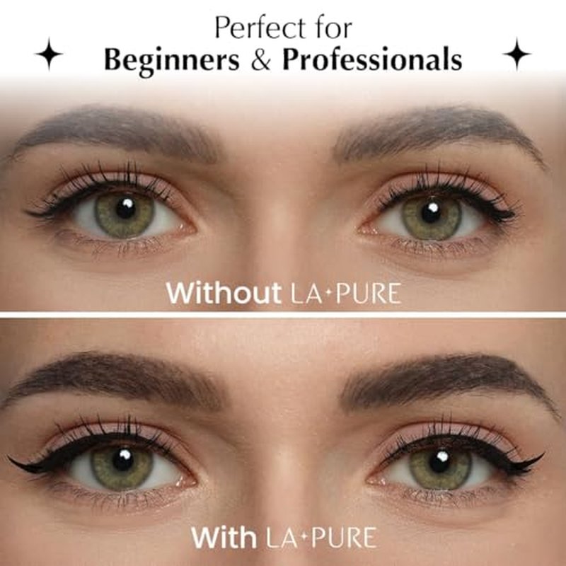 LA PURE Waterproof Liquid Eyeliner Stamp Winged Eyeliner Tool 2x Cat Eye - Winged & Fine Tipped Pen Eyeliner Stencil Smudge Proof Black Eye Liner Tiktok Trend Items Wing Stamp - Black 8mm