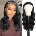 14 Inch Body Wave Human Hair Headband Wig for Black Women - Natural Black Variation