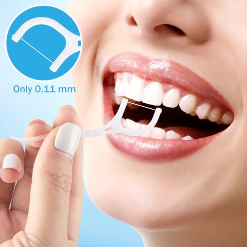 Maxcheck White Dental Floss Picks Bulk 2000 Count - Natural Tooth Sticks & Floss, Durable & Portable