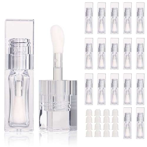 Clear Square Lip Gloss Tube Set - 18x 6ml PETG Lip Oil Containers with Wands