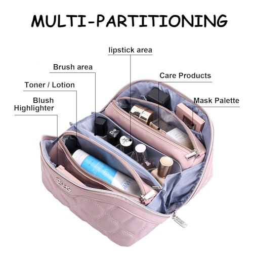 BOYATU Pink 3-Piece Travel Makeup Bag Set Large Capacity Organizer